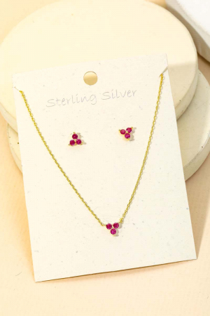 Sterling Silver Stud Pendant Necklace Set