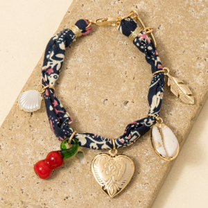 Heart Locket And Charms Bandana Bracelet