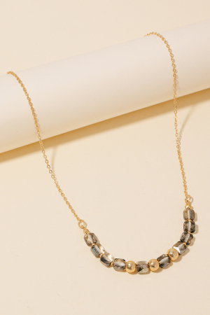 Faceted Glass And Metallic Beads Chain Necklace