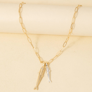 Two Tone Fish Charms Chain Necklace
