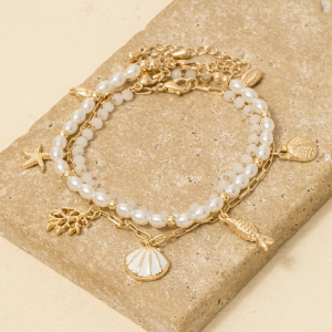 Enamel And Metallic Sea Life Charms Layered Bracelet
