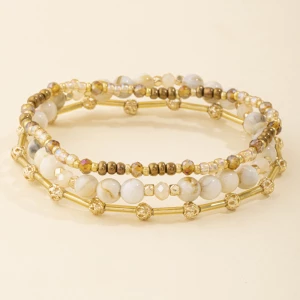 Speckled Bead Layered Stretch Bracelet Set