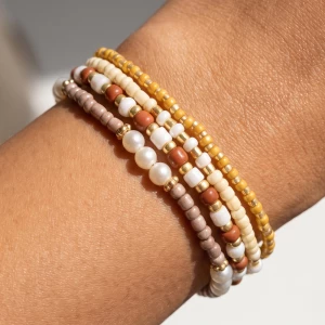 Pearl Accent Seed Bead Stretch Bracelet Set