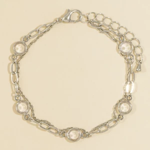 Layered Bezel Crystal Station Bracelet