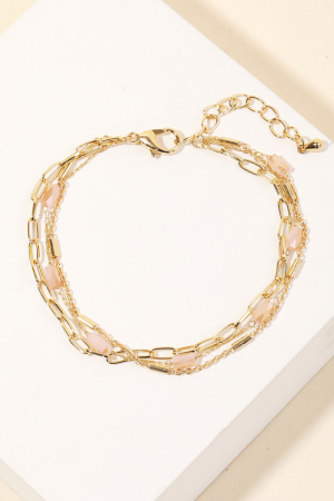 Faceted Tube Beaded Chain Layered Bracelet