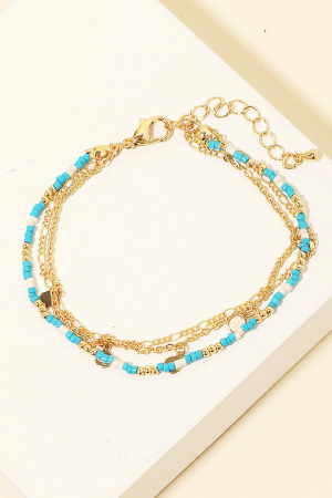 Coin Charms Seed Beaded Layered Bracelet