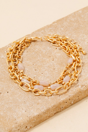 Faceted Rectangle Glass Beads Layered Chains Bracelet