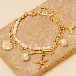Sea Life Charms Chain And Beaded Bracelet