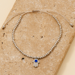 Cz Pave Hand Of Hamsa Charm Bracelet