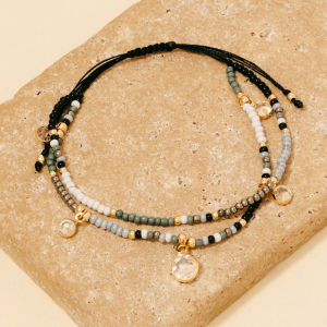 Gem Charms Seed Beaded Adjustable Cord Bracelet