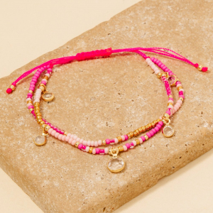 Gem Charms Seed Beaded Adjustable Cord Bracelet