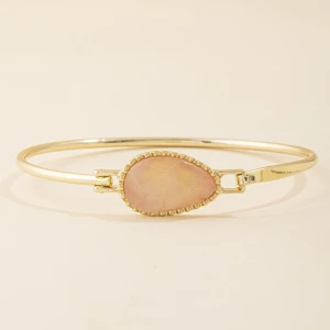 Semi Precious Stone Teardrop Bangle Bracelet
