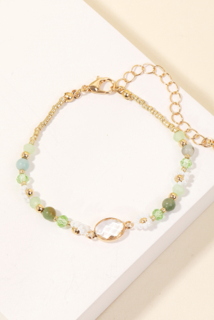 Seed Beaded Floral Pattern Bracelet