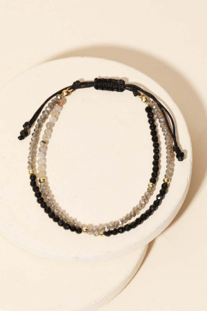 Double Glass Bead Adjustable Bracelet