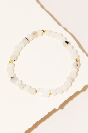 Stone Charm And Beaded Bracelet