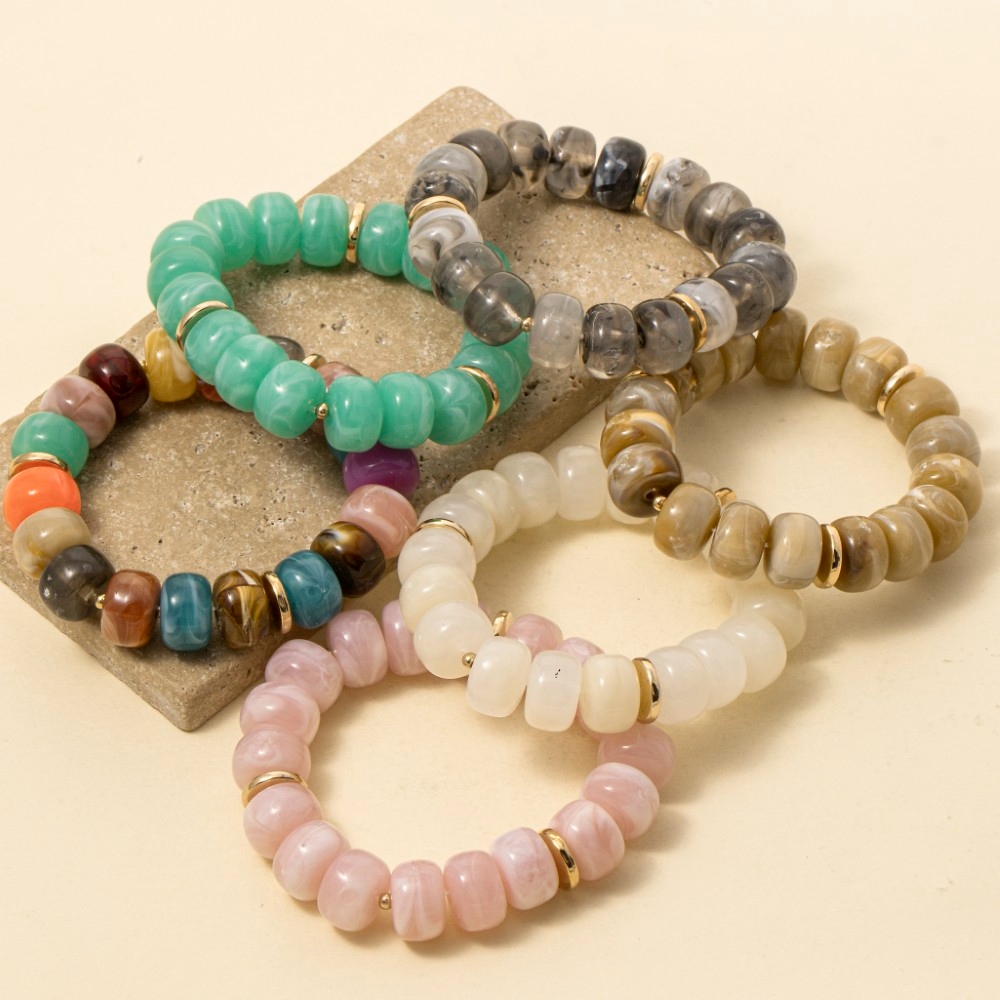 Multi Color Resin Beads Stretch Bracelet
