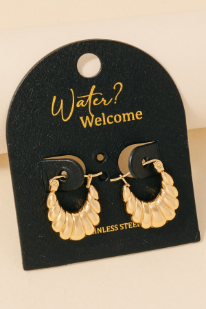 Stainless Steel Croissant Latch Hoop Earrings