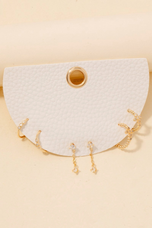 Dainty Rhinestone Hoop Dangle Earrings Set