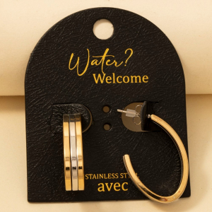 Two Tone Stainless Steel Wide Layered Hoop Earrings