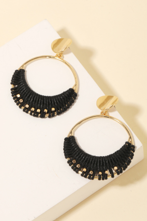 Woven Hoop Drop Dangle Earrings