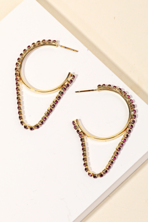 Rhinestone Studded Chain Hoop Earrings