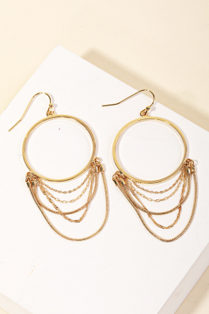 Circle Cutout Chain Drop Earrings