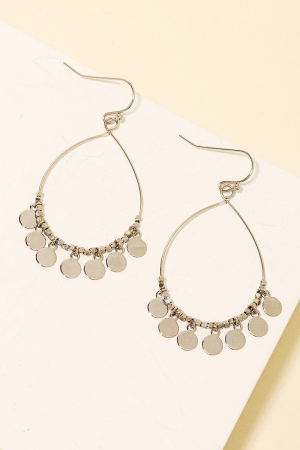Coin Fringe Tear Drop Earrings