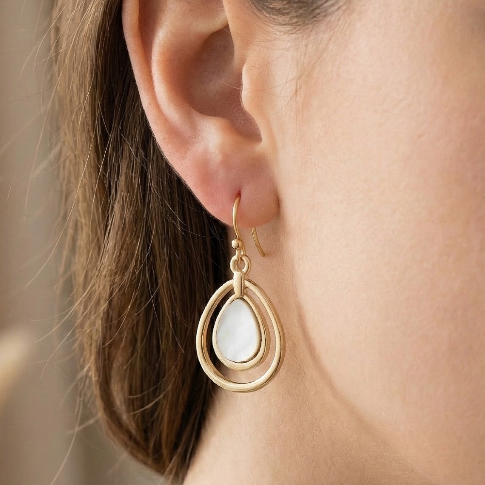 Mother Of Pearl Layered Teardrop Earrings