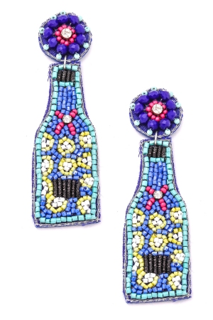 Floral Seed Beaded Bottle Drop Earrings