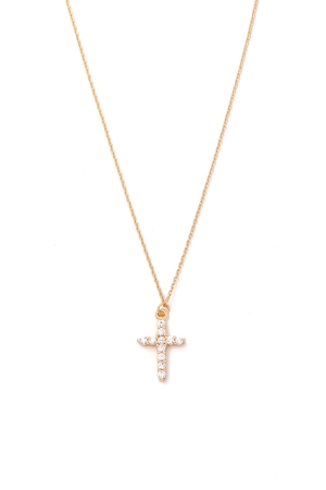 Studded Cross Charm Necklace