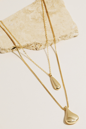 Abstract Metallic Pendants Layered Necklace