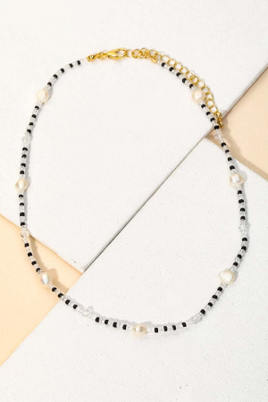 Dainty Beaded Pearl Accent Necklace