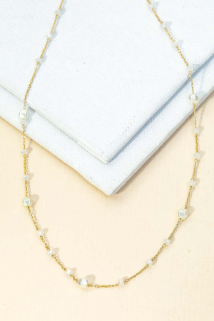 Dainty Chain Bead Station Necklace