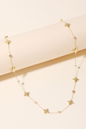 Dainty Chain Bead Cross Station Necklace