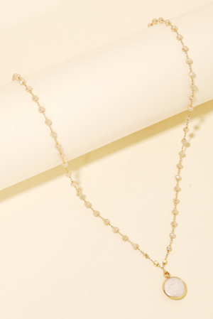 Pearly Disc Beaded Chain Necklace