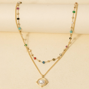 Pearl Pendant And Mini Beads Layered Necklace
