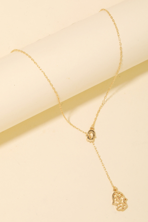 Abstract Hamsa Hand Charms Lariat Necklace