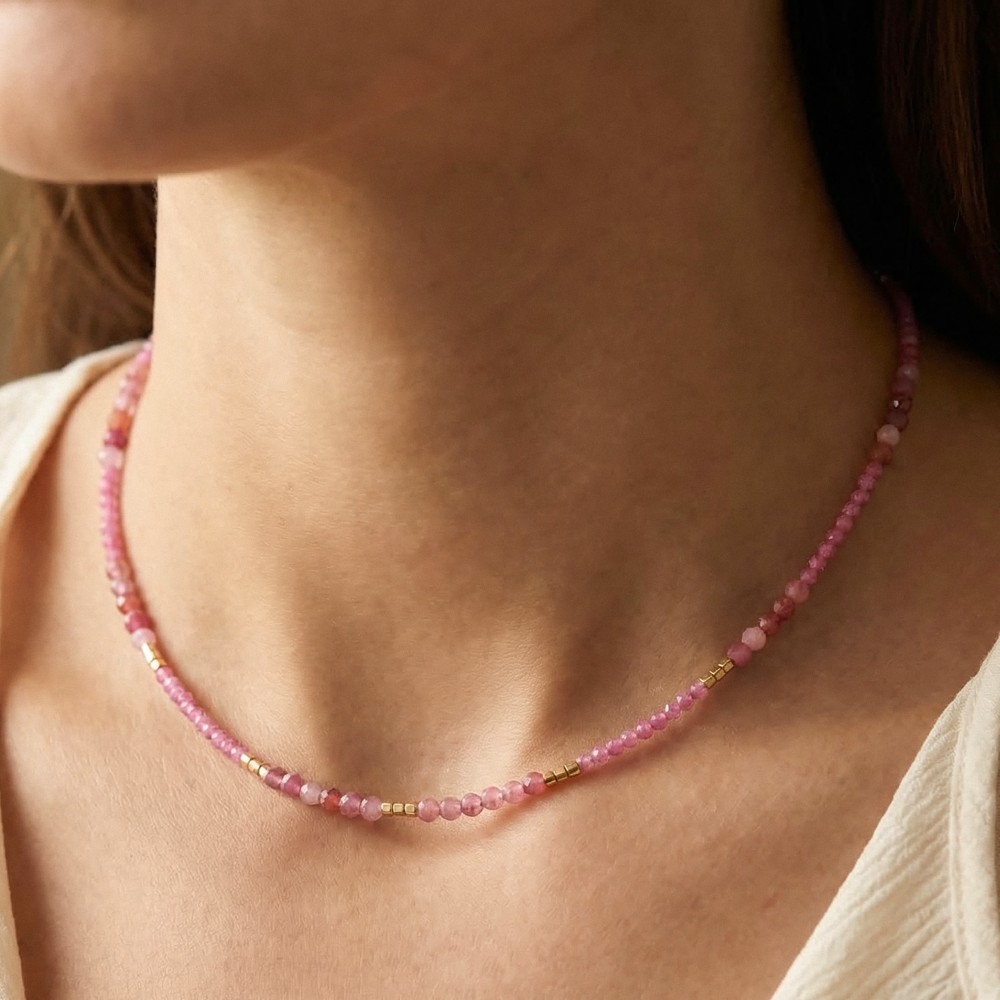 Mixed Semi Precious Faceted Stone Beaded Necklace