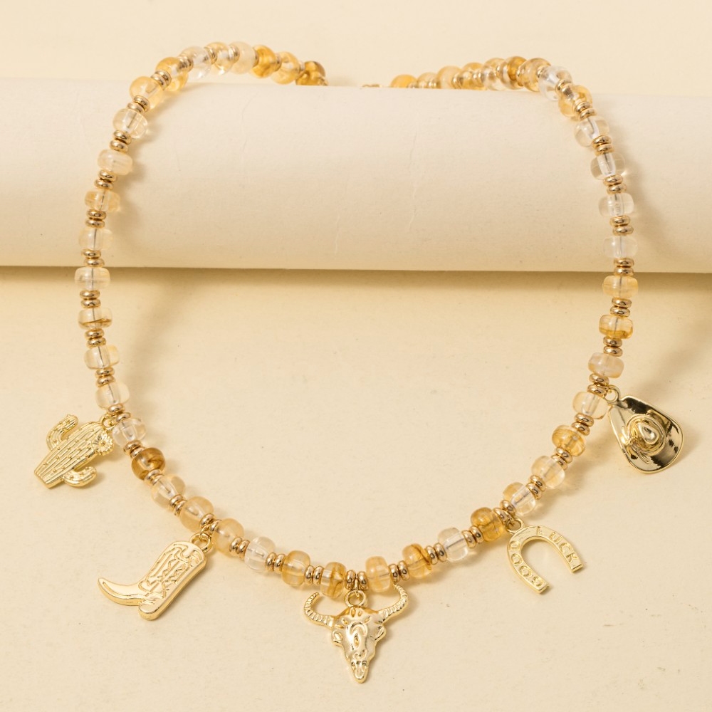 Western Cowboy Charms Beaded Necklace