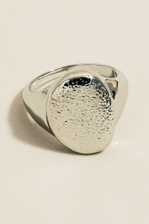 Textured Metallic Signet Band Ring
