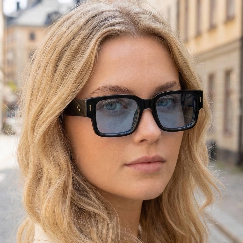 Retro Rectangular Frame Sunglasses Set