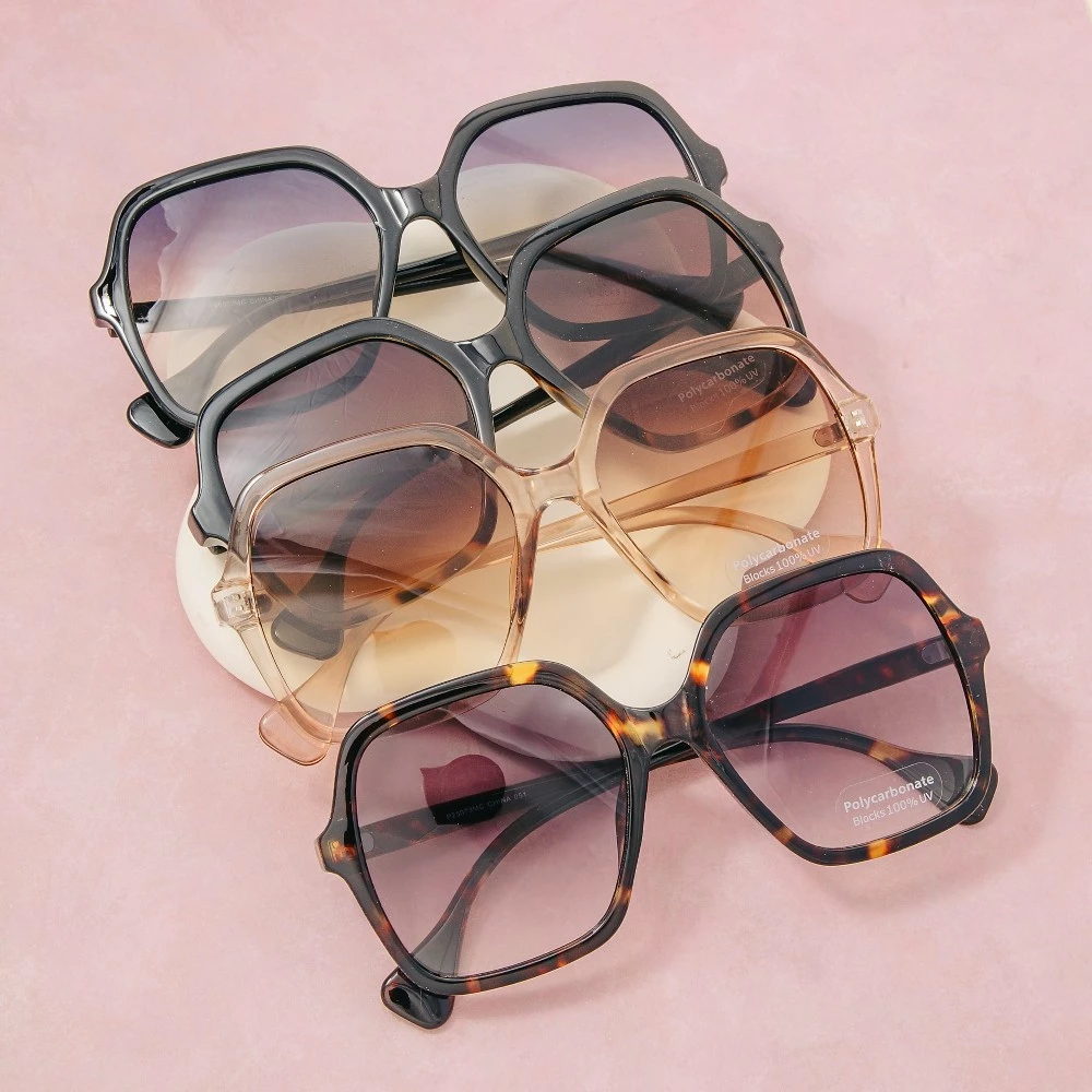 Oversized Acetate Fashion Frame Sunglasses Set