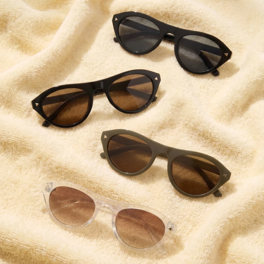 Stud Accent Slim Cat Eye Sunglasses