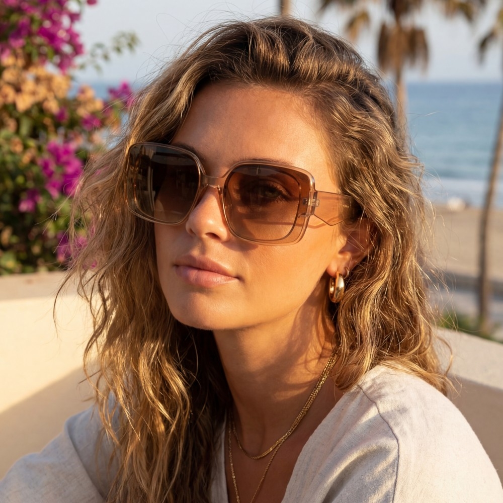 Acetate Square Frame Sunglasses Set