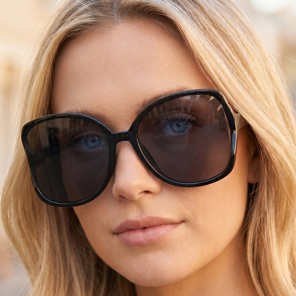 Oversized Open Bridge Square Butterfly Sunglasses