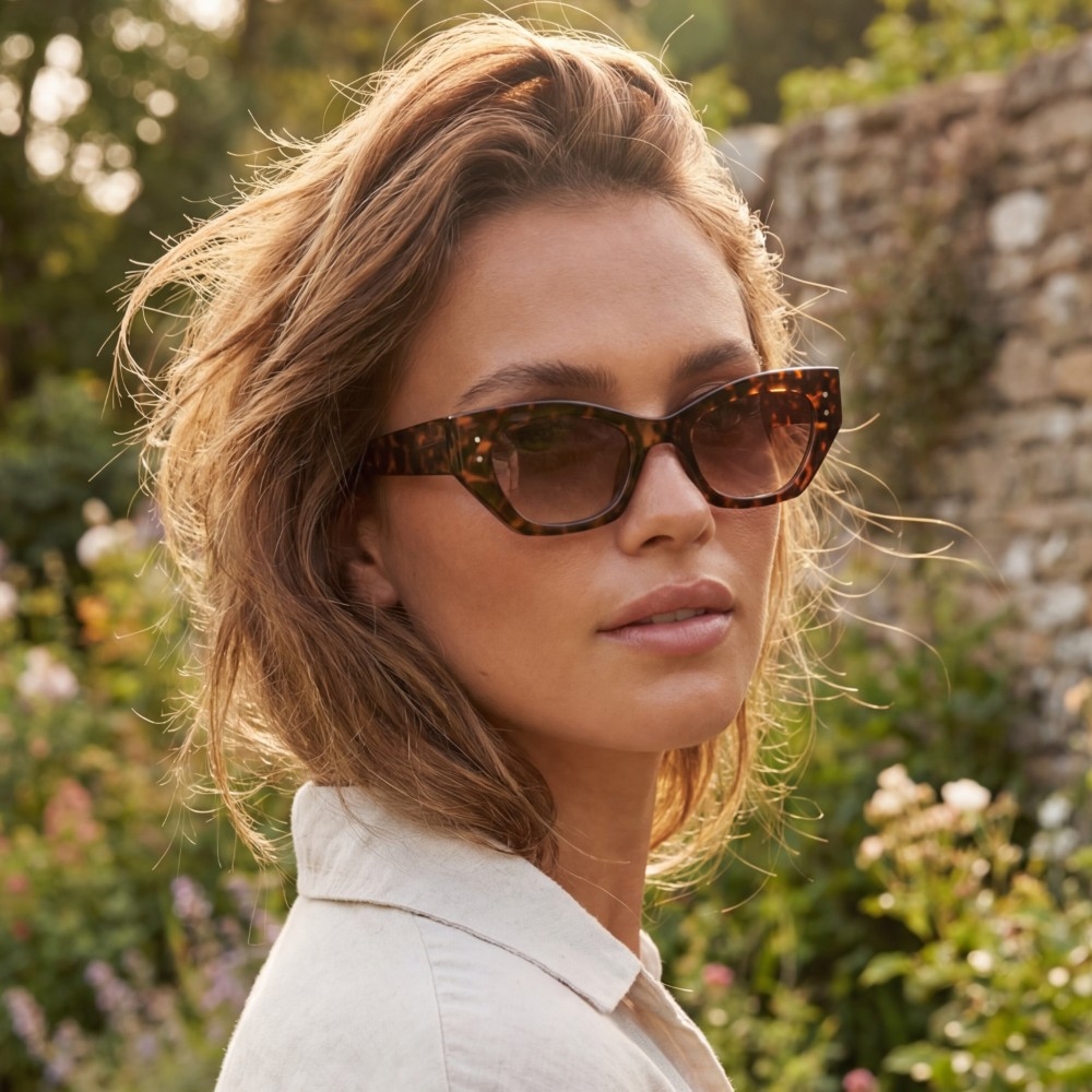 Angular Cat Eye Rivet Detail Sunglasses Set