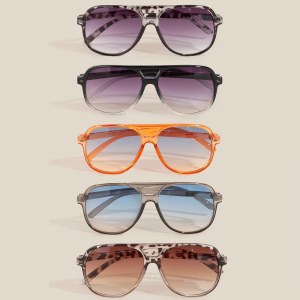 Vintage Style Gradient Aviator Sunglasses Set