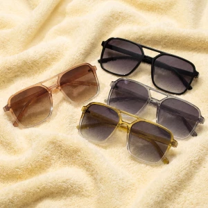 Double Bridge Square Aviator Sunglasses
