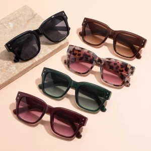 Bold Square Diamond Stud Angled Temple Sunglasses