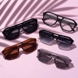 Retro Flat Top Double Bridge Sunglasses